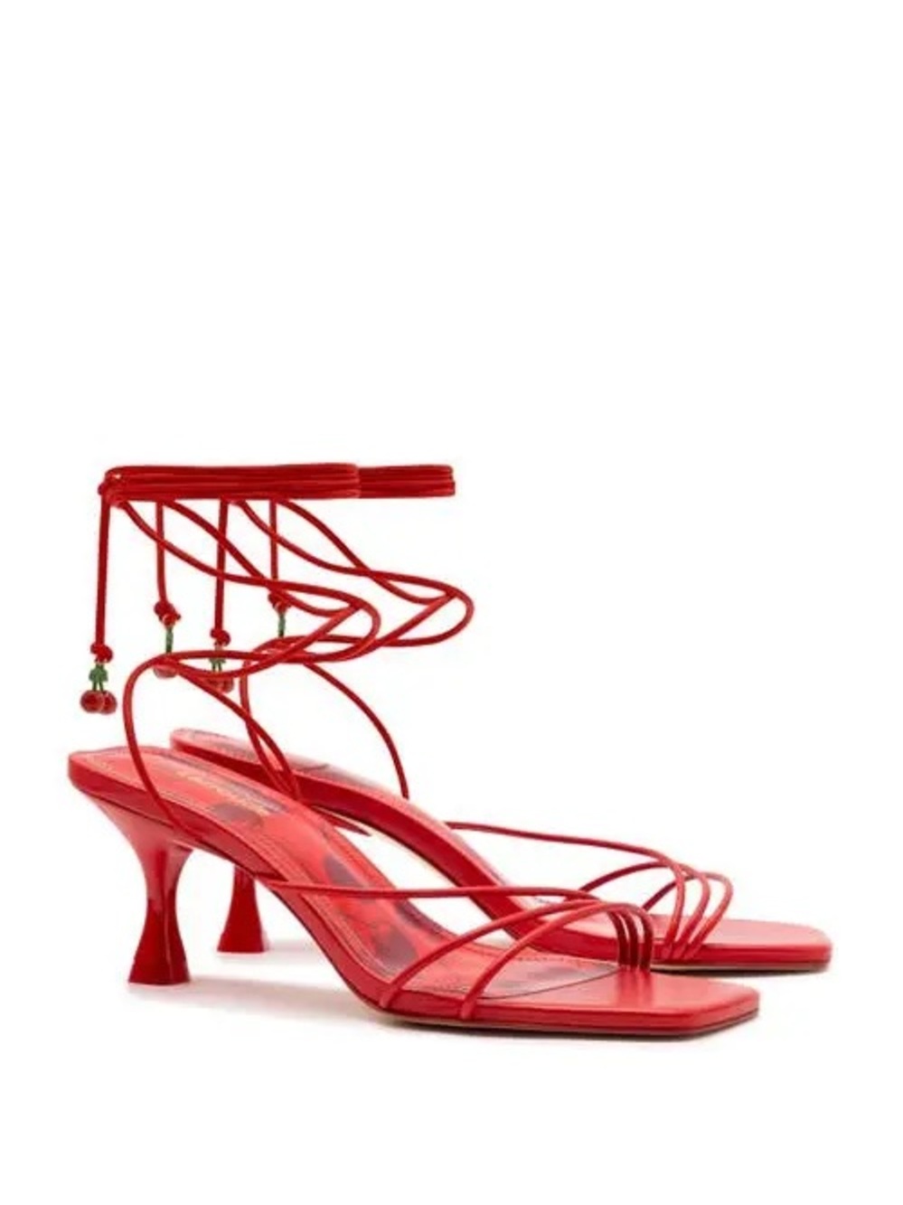 Like New Larroude Nadia Red Cherry Strappy Heels
